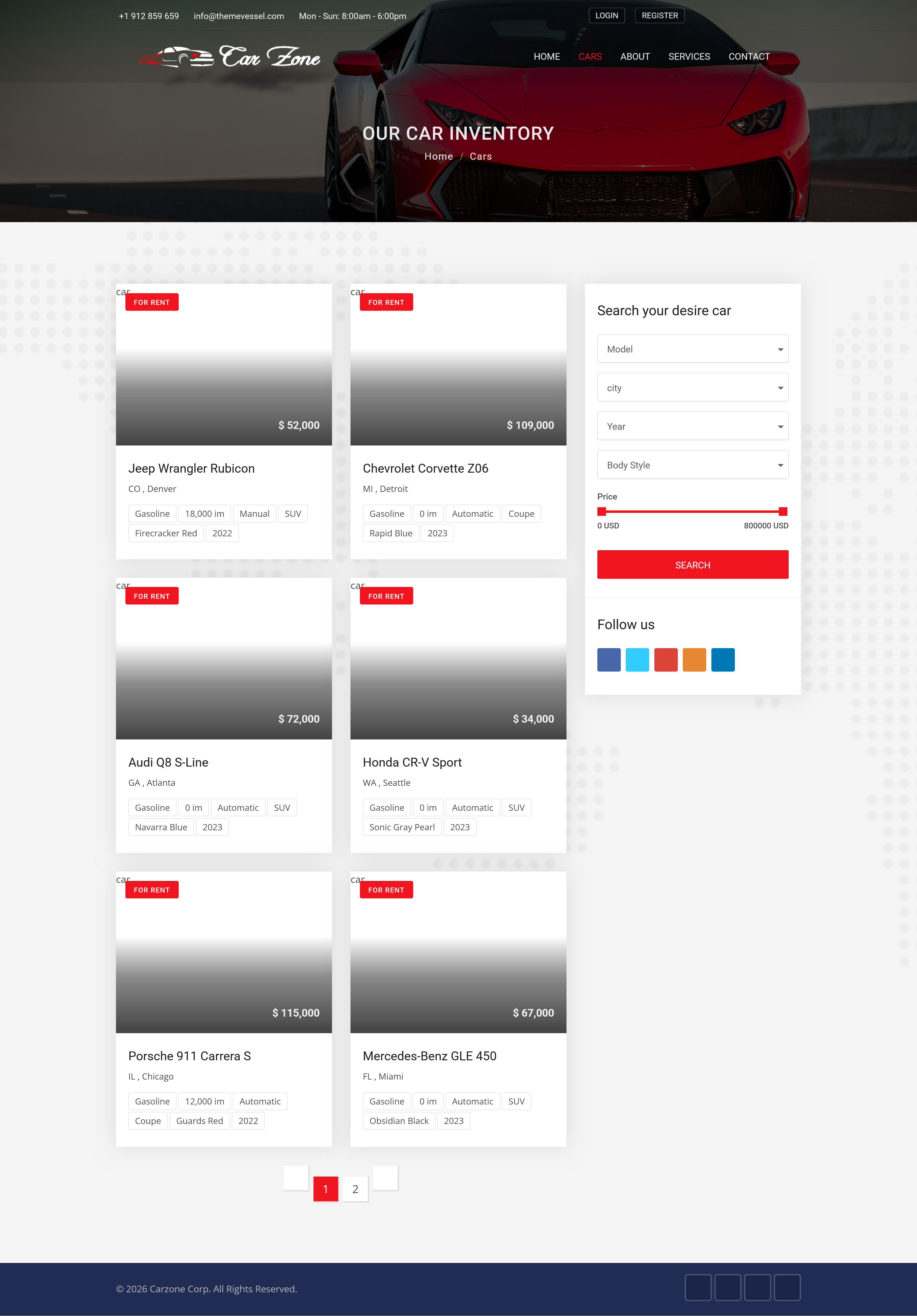 Car Inventory Page